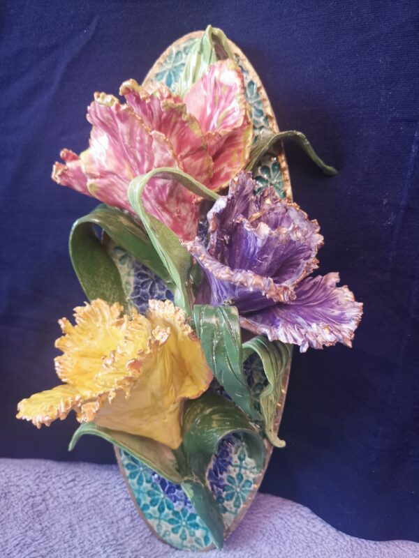 Irises 3D sculptural ceramic panel, size 6x10.6 inch - Image 4