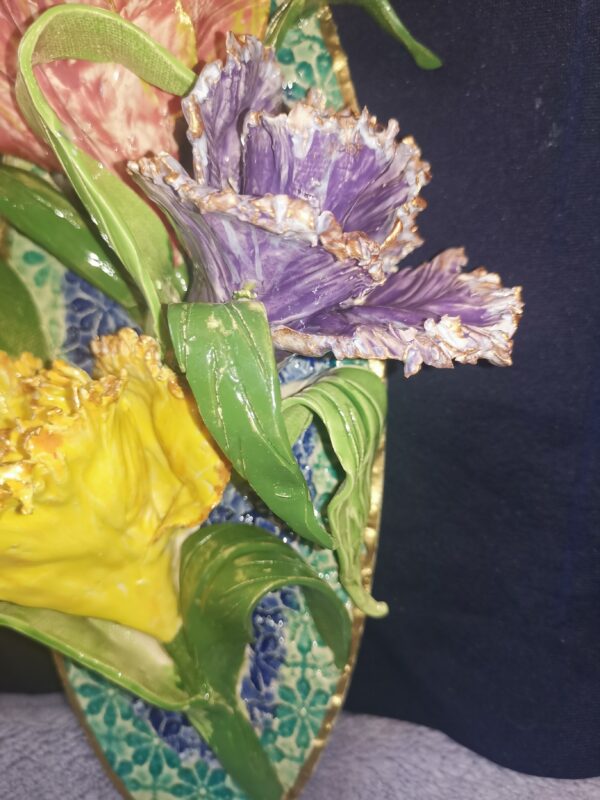 Irises 3D sculptural ceramic panel, size 6x10.6 inch - Image 6