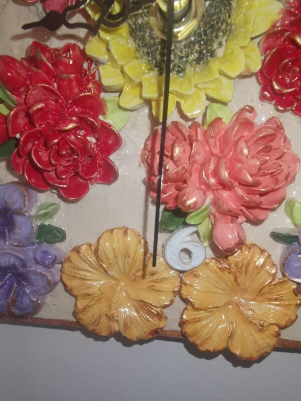 Wallclock Sculptural 3D bright colors flowers  ceramics, handmade, - Image 8