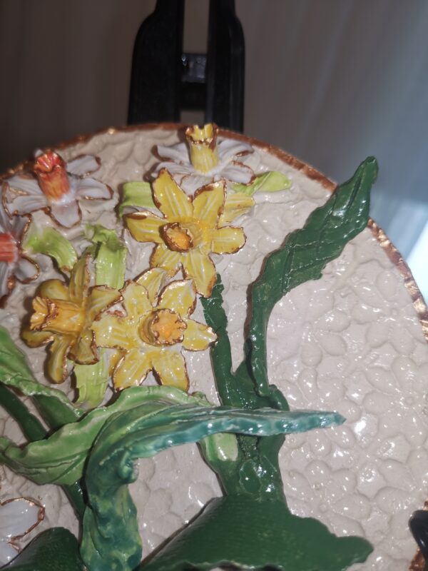 Daffodils 3D sculptural flowers ceramic plate, Size5.5inch - Image 7