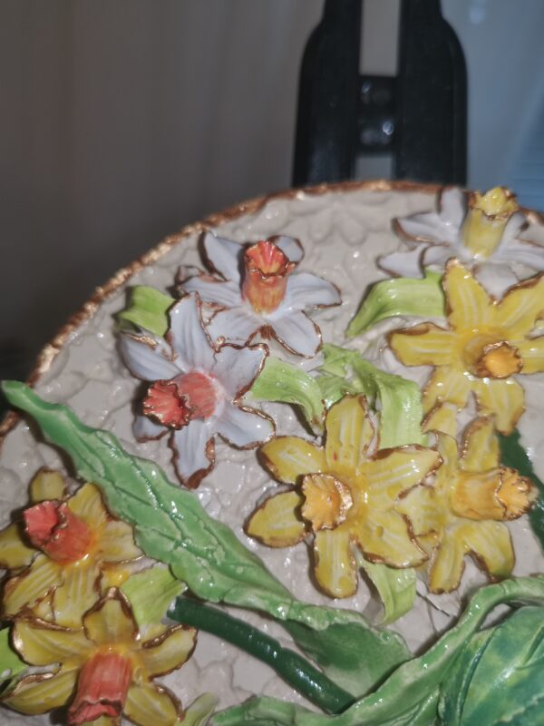 Daffodils 3D sculptural flowers ceramic plate, Size5.5inch - Image 5