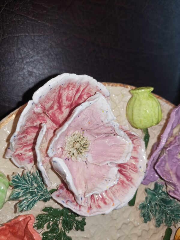 Poppies 3D sculptural ceramic plate, poppies bouquet,  bohemia flowers, handmade, Still life - Image 12
