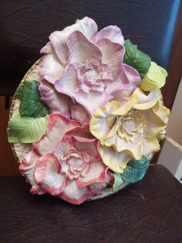 Peonies 3D sculptural ceramic plate, Peonies bouquet, bohemia flowers, handmade, Still life,size 24cm, 9.4 inch - Image 9
