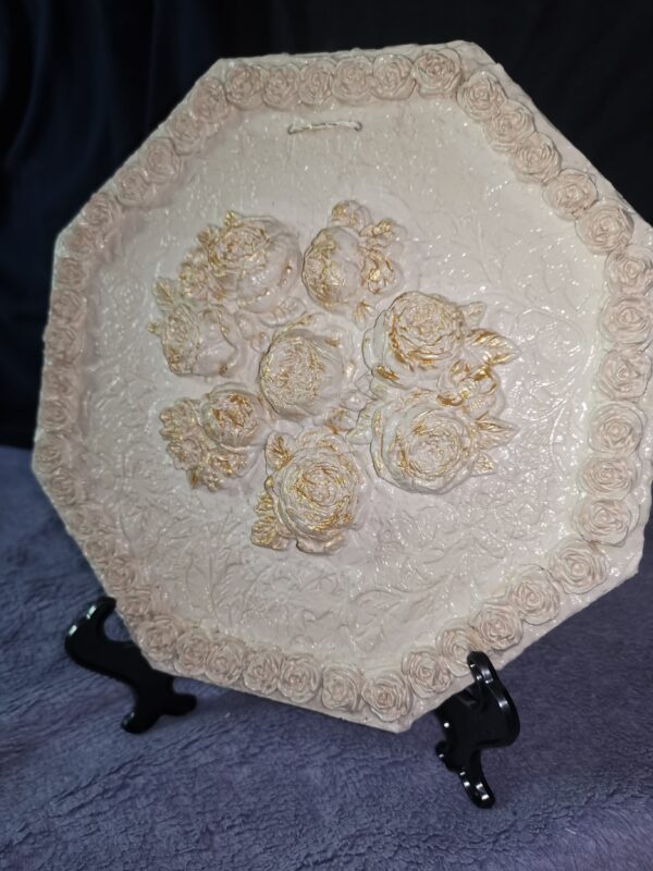 Roses white ceramic sculptural plate, handmade. - Image 8