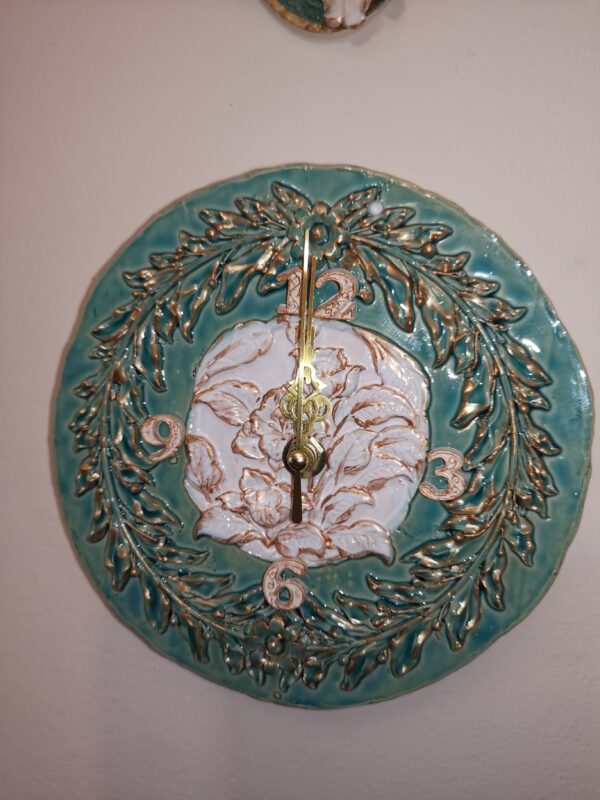 Wall Clock sculptural ceramic handmade