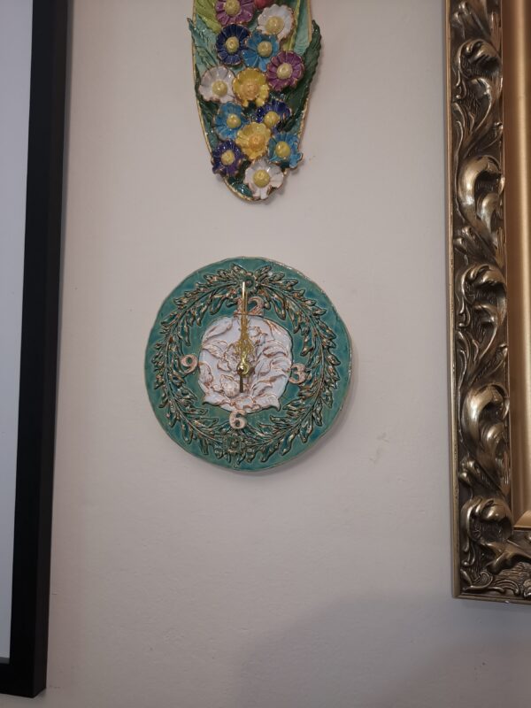 Wall Clock sculptural ceramic handmade - Image 3