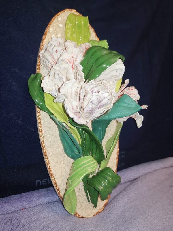 Tulips 3D sculpture ceramic panel, tulips bouquet,  bohemia flowers, handmade, Still life, - Image 4