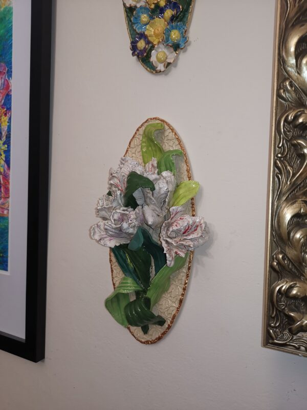 Tulips 3D sculpture ceramic panel, tulips bouquet,  bohemia flowers, handmade, Still life, - Image 8