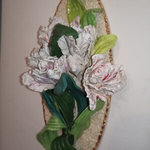 Tulips 3D sculpture ceramic panel, tulips bouquet,  bohemia flowers, handmade, Still life,