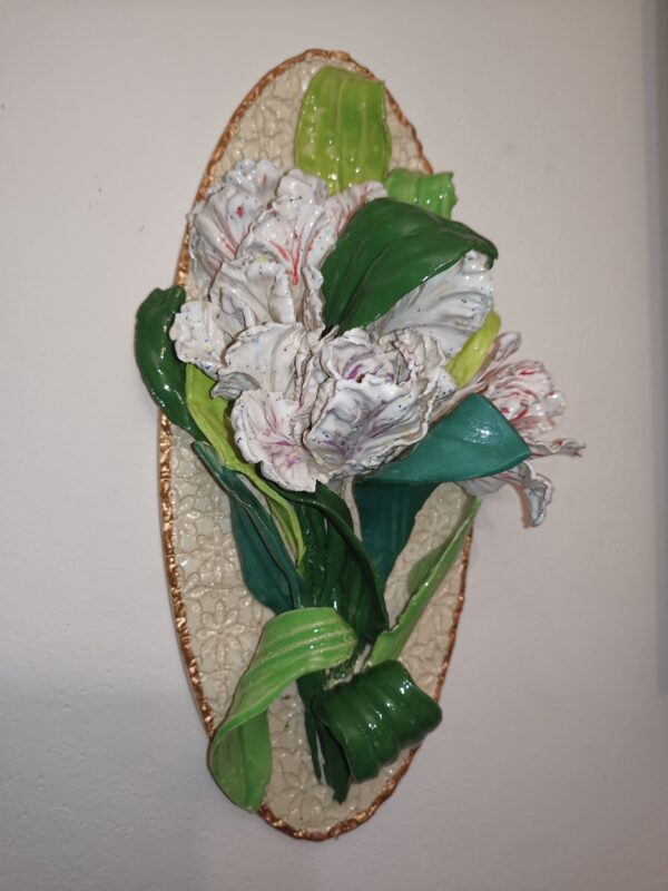 Tulips 3D sculpture ceramic panel, tulips bouquet,  bohemia flowers, handmade, Still life, - Image 2