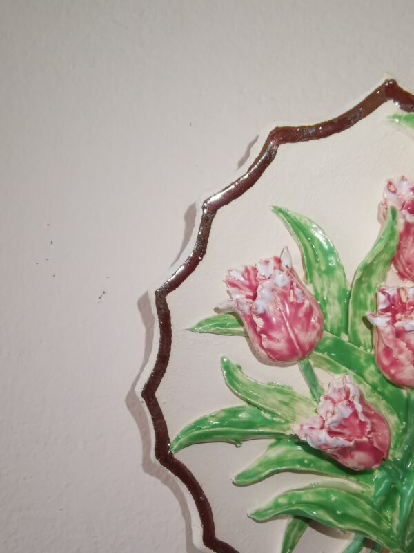 Ceramics sculptural colored tulips plate  handmade. - Image 4