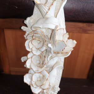 Ceramics 3D sculptural white lilies plate handmade.