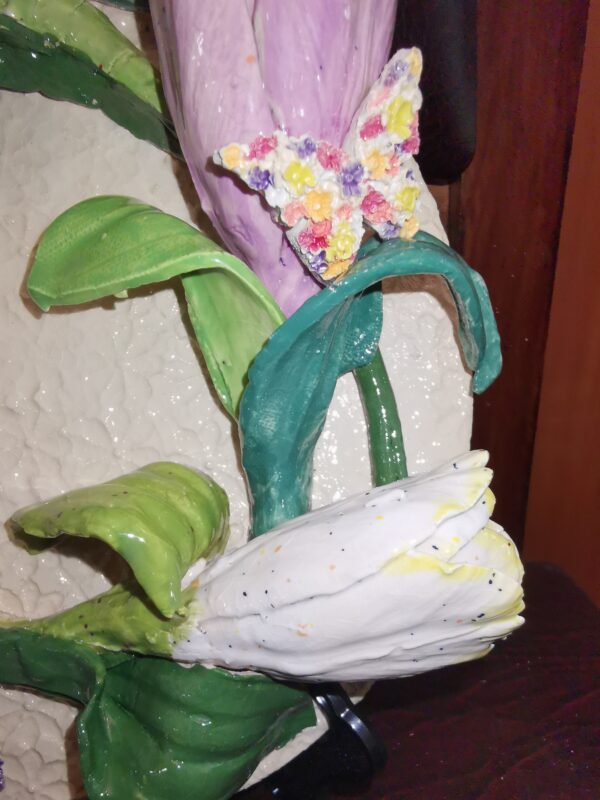 Tulips 3D sculptural Ceramic plate handmade. - Image 4