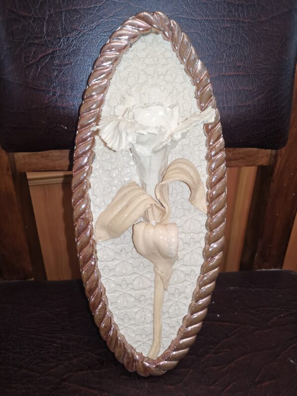 Tulips 3D sculpture ceramic panel,  bohemia flower, handmade, Still life