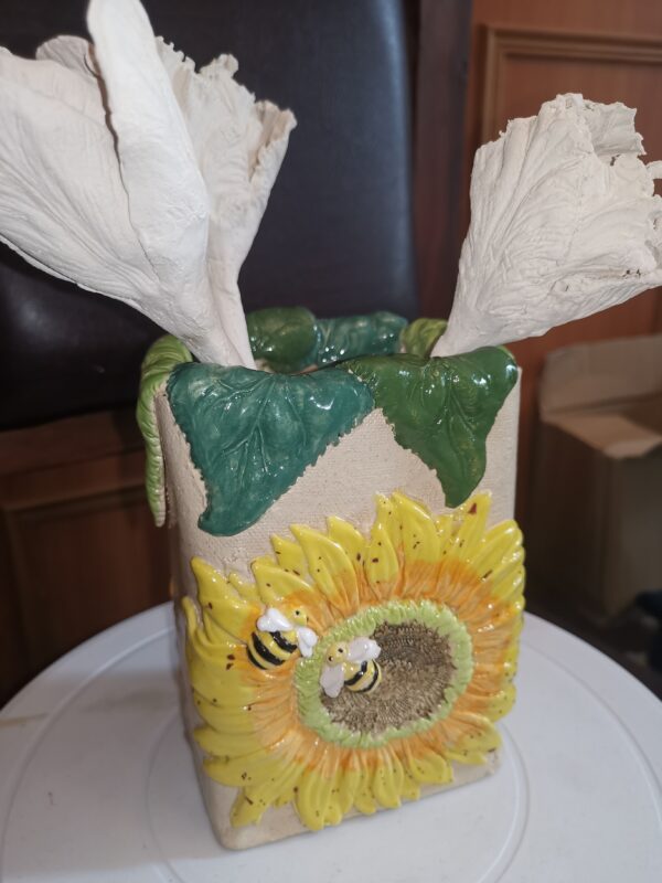 Vase with sunflowers ceramic handmade. - Image 10