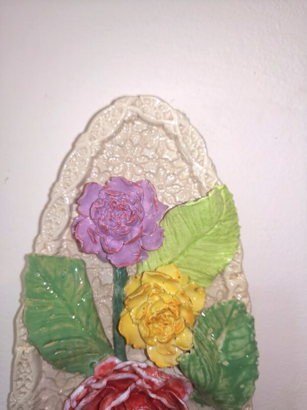 Roses 3D sculpture ceramic panel, roses bouquet, handmade - Image 5