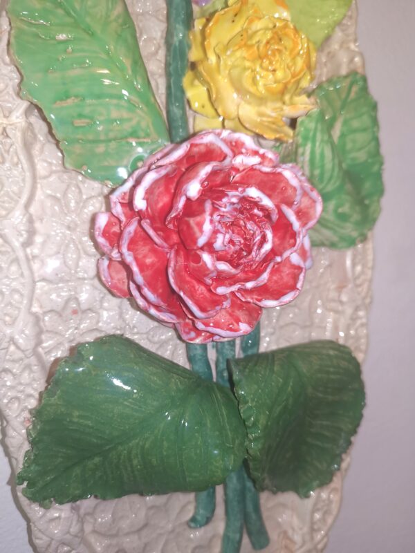 Roses 3D sculpture ceramic panel, roses bouquet, handmade - Image 6