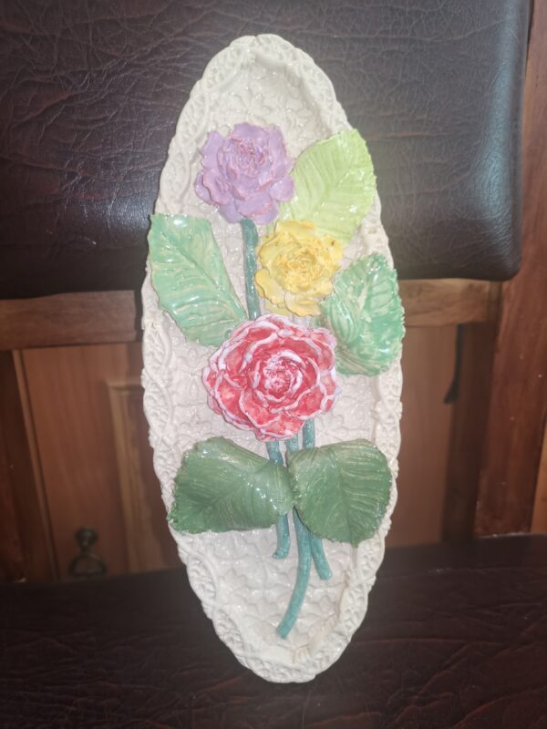 Roses 3D sculpture ceramic panel, roses bouquet, handmade - Image 7