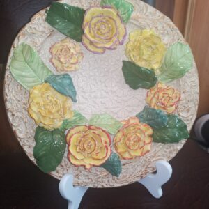 Roses  ceramic sculpture 3D  plate handmade