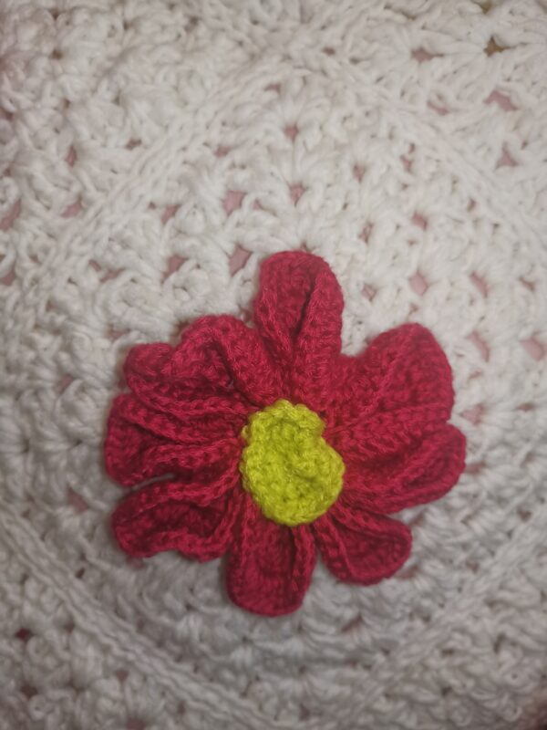 Pillow white red flowers knitted case,  Decorative pillow knitted cover. - Image 5