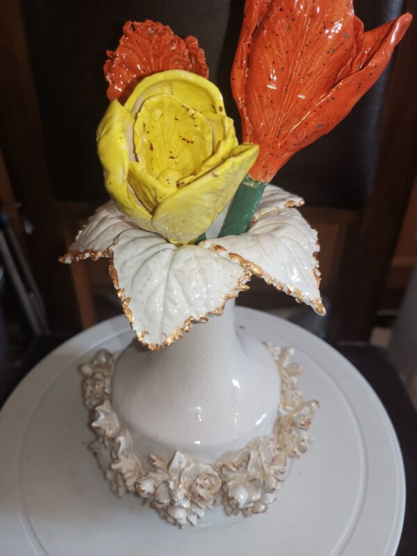 Vase white flowers ceramic handmade. - Image 3