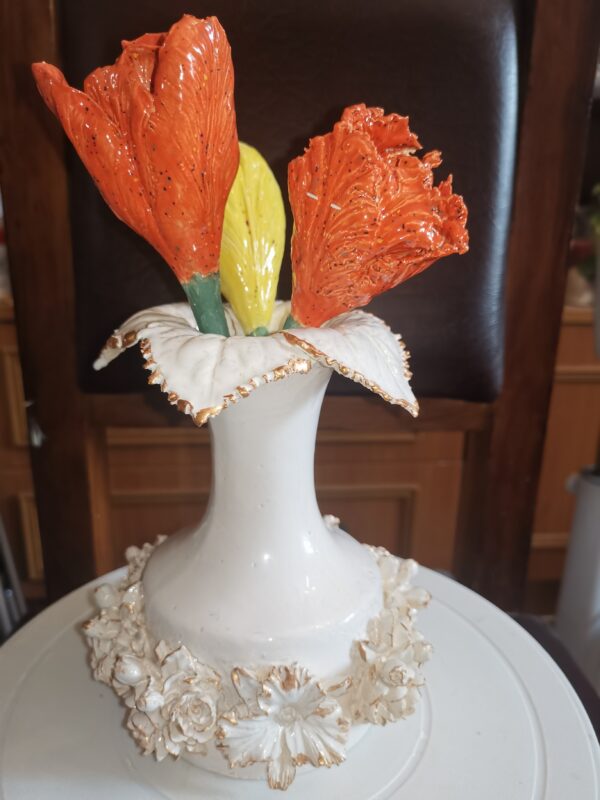 Vase white flowers ceramic handmade. - Image 11
