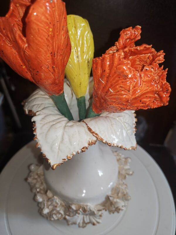 Vase white flowers ceramic handmade. - Image 2
