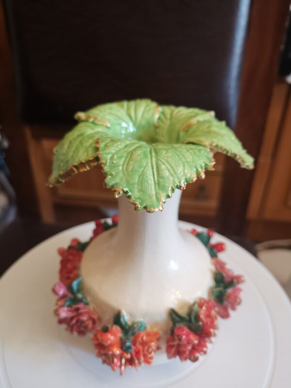 Vase red flowers and leaves ceramic handmade - Image 4