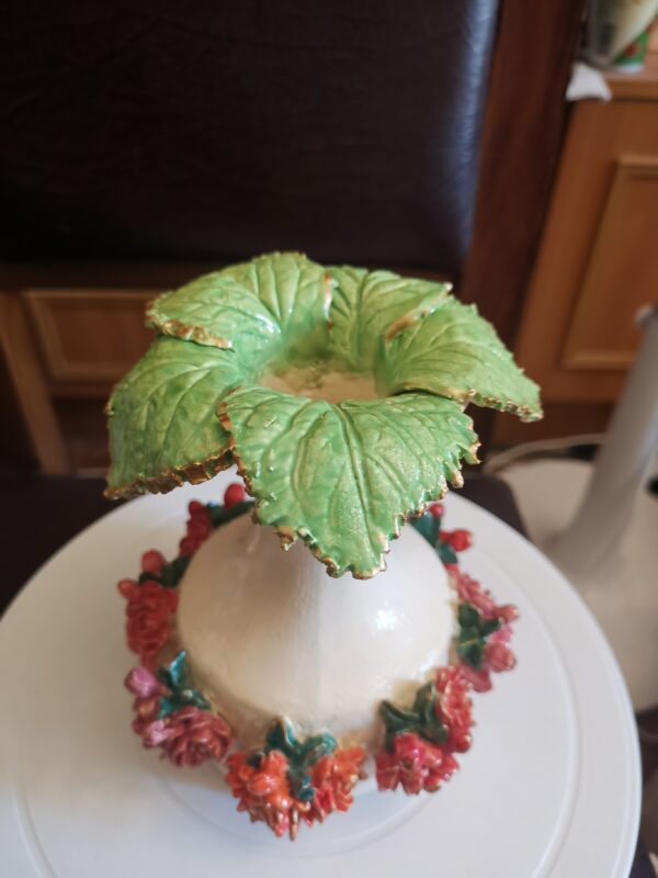 Vase red flowers and leaves ceramic handmade - Image 3