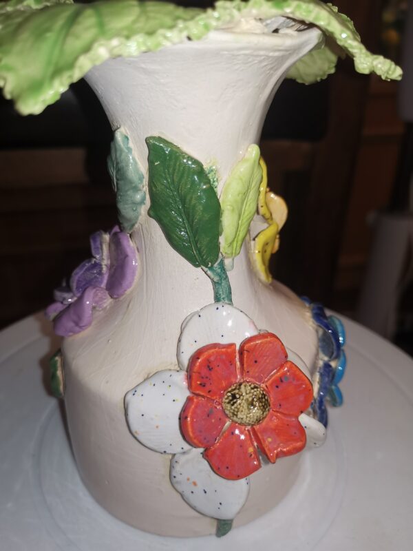 Vase flowers chamomile ceramic handmade - Image 8