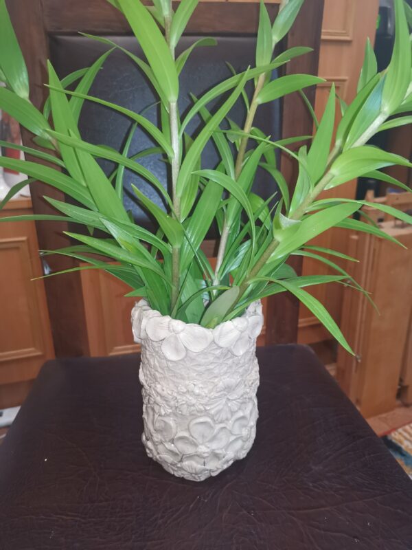 Vase round white flowers ceramic handmade - Image 4