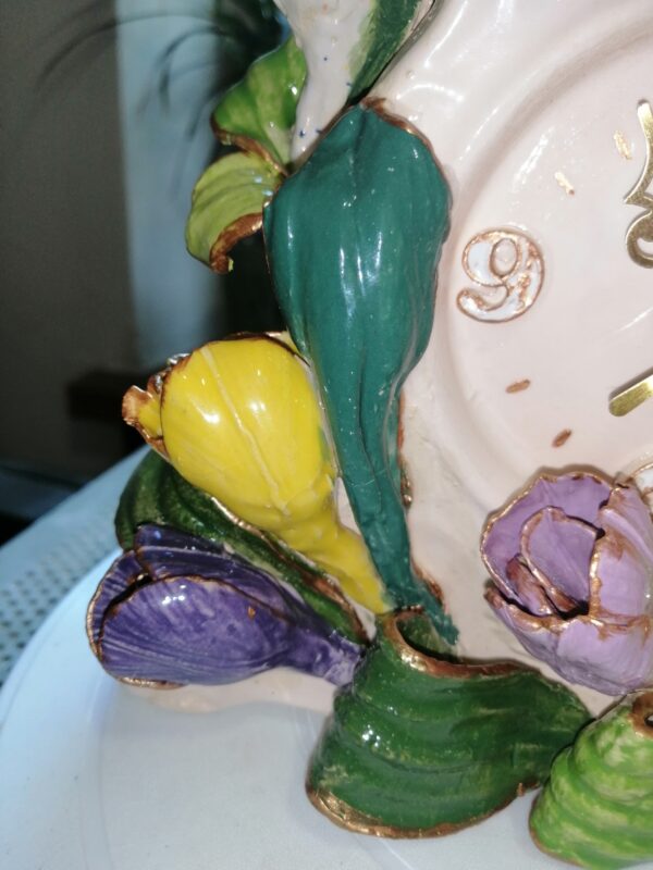 Clock Ceramic with tulips handmade - Image 7