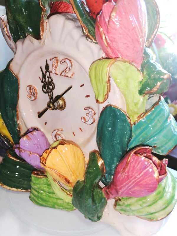 Clock Ceramic with tulips handmade - Image 10