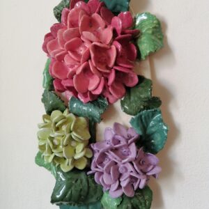 Ceramic panel Hydrangea 3D sculpture handmade