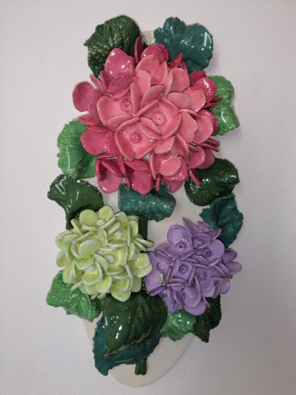 Ceramic panel Hydrangea 3D sculpture handmade - Image 2