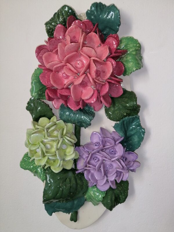 Ceramic panel Hydrangea 3D sculpture handmade - Image 3