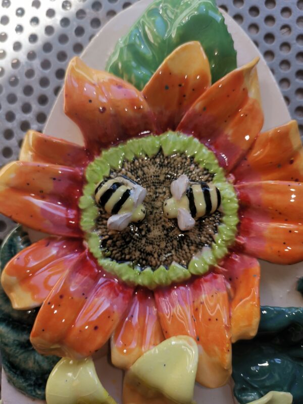 Ceramic panel sunflowers sculptural  handmade. - Image 4