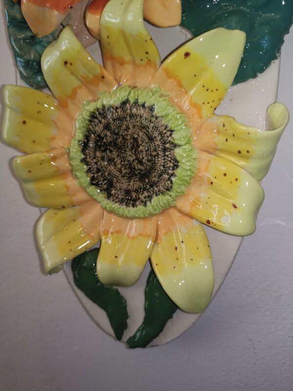 Ceramic panel sunflowers sculptural  handmade. - Image 7