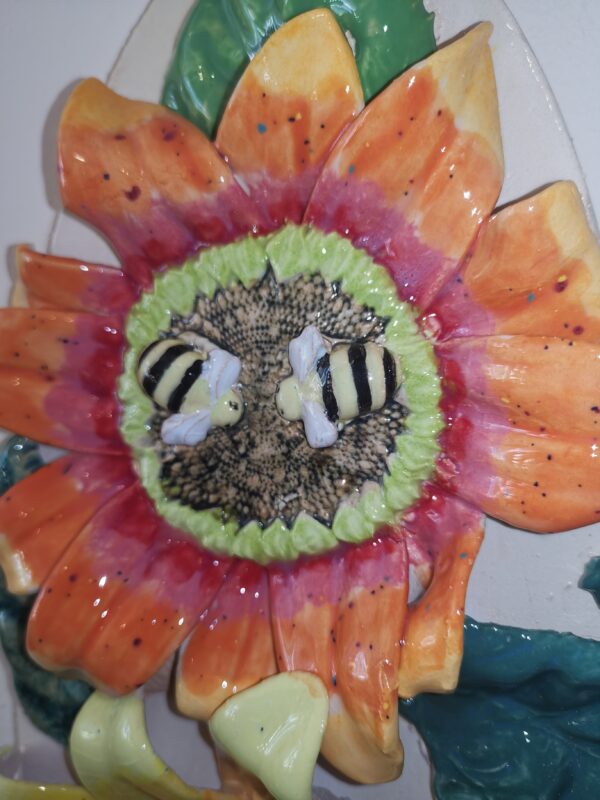 Ceramic panel sunflowers sculptural  handmade. - Image 8
